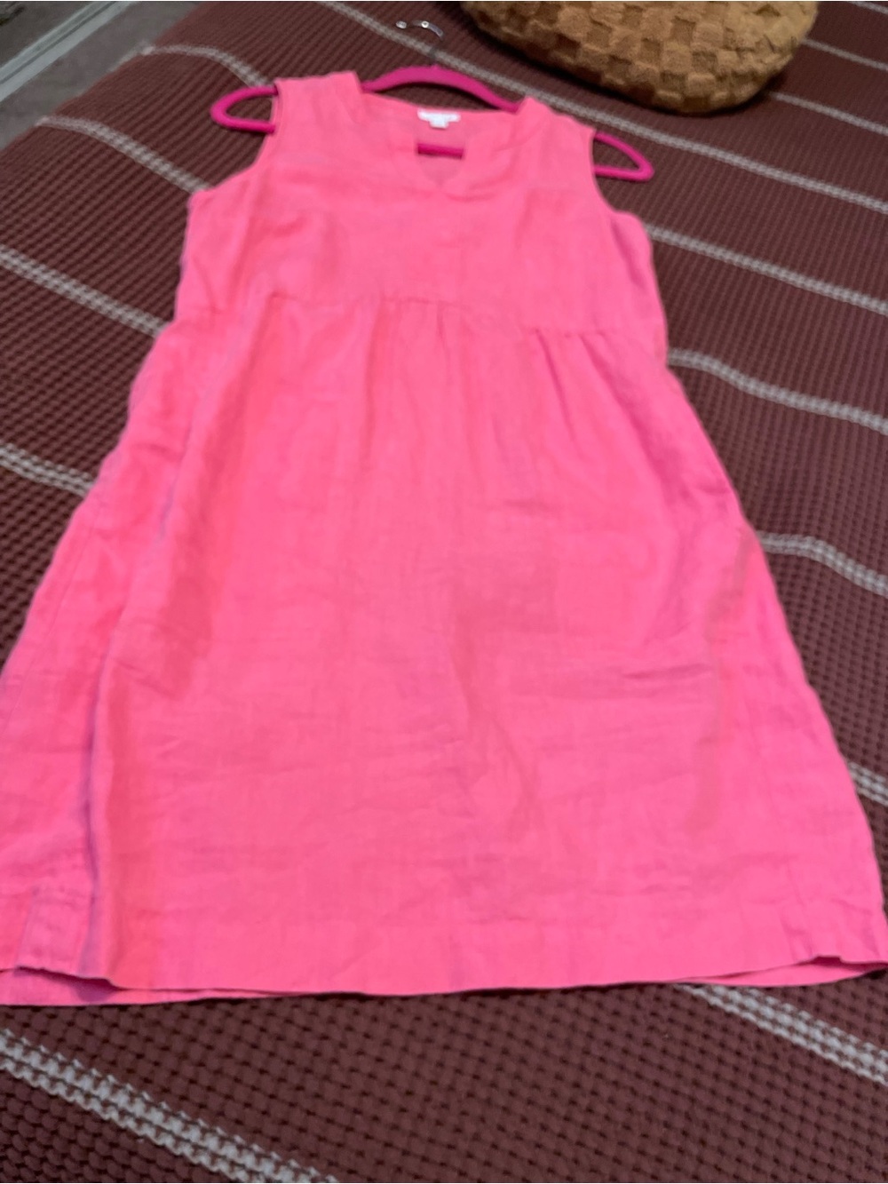 J. Jill Sleeveless Linen A-Line Dress in Bright Pink